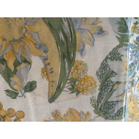 Vintage April Cornell Tablecloth Sunflower Yellow Blue Floral Cotton 48" X 49" - Picture 10 of 16